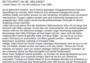 Bittbrief Johannes Treu an Papst Urban VIII
