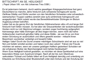 Bittbrief Johannes Treu an Papst Urban VIII